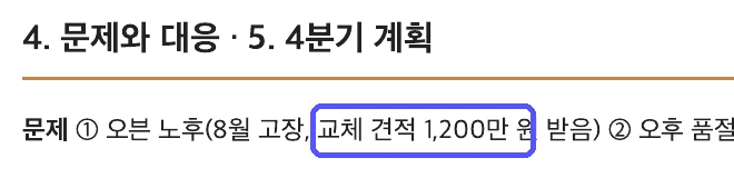 보고서 PDF 5쪽. 교체 견적 1,200만 원 부분에 표시가 있다